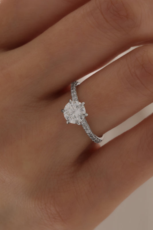 Mozanit Pırlanta Tektaş Yüzük | 925 Ayar Gümüş