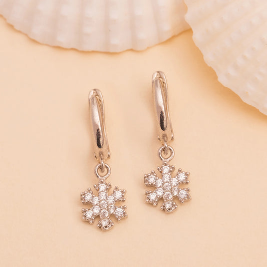 Taşlı Kar Tanesi Küpe | 925 Ayar Gümüş