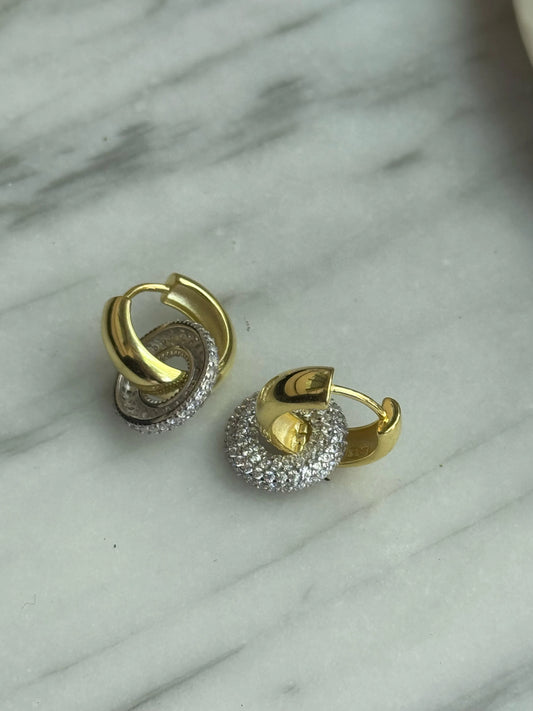 Taşlı Halka Küpe | 925 Ayar Gümüş