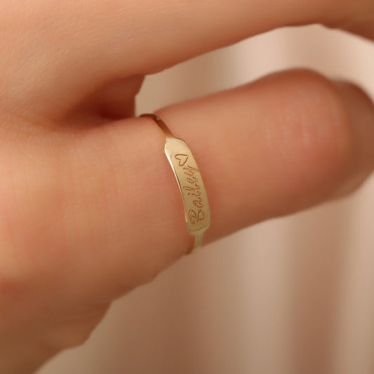 Kişiye Özel Plaka Yüzük | 925 Ayar Gümüş