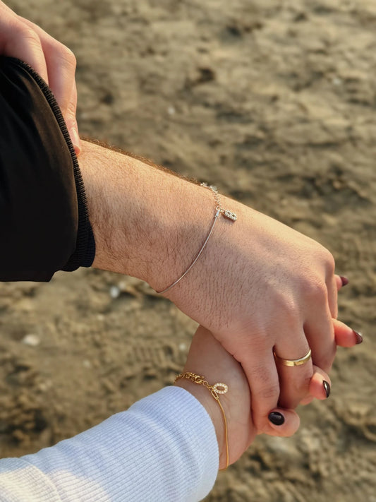 İnce Zincirli Harf Bileklik | 925 Gümüş