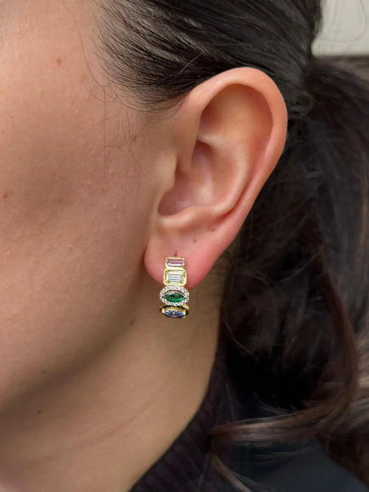 Renkli Taş Detaylı Küpe | 925 Ayar Gümüş