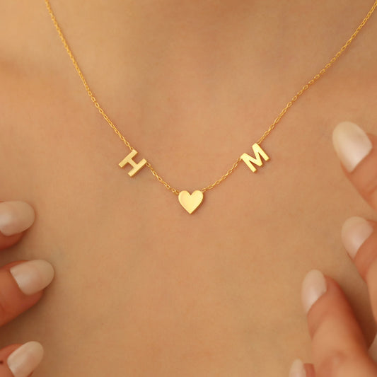 İki Harfli Kalpli Kolye | 925 Gümüş
