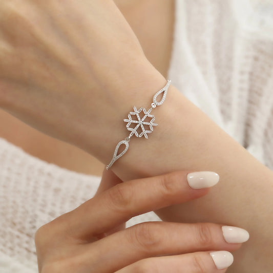 Taşlı Kar Tanesi Bileklik | 925 Gümüş