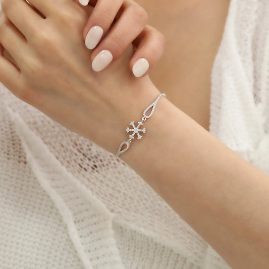 Kar Tanesi Taşlı Bileklik | 925 Gümüş