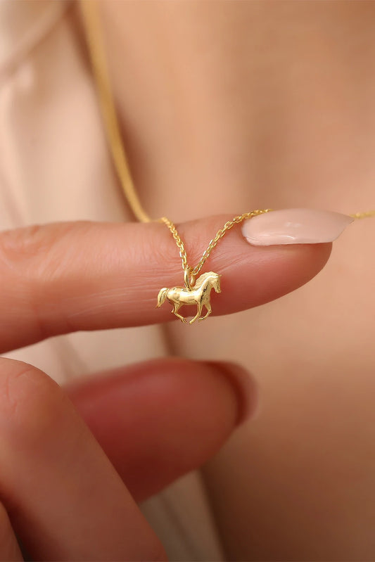 At Figürlü Kolye | 14 Ayar Altın