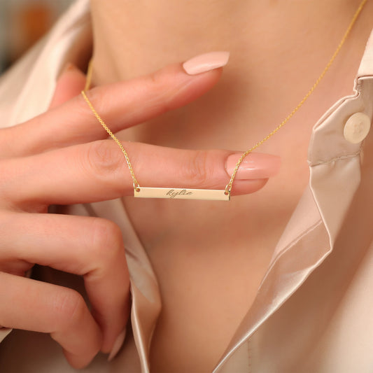Dikdörtgen Plakalı İsim Kolye | 14 Ayar Altın