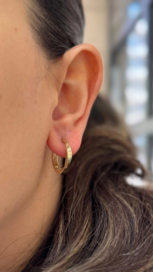 Taşlı Yuvarlak Küpe | 14 Ayar Altın