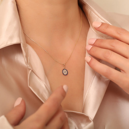 Nazar Boncuklu Kolye | 14 Ayar Altın