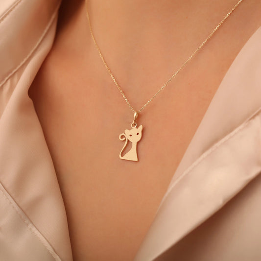 Kedi Figürlü Kolye | 14 Ayar Altın