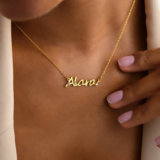 Taşlı İsim Kolye | 925 Gümüş