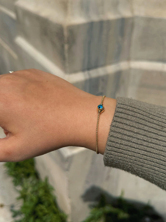 Nazar Boncuklu Bileklik | 14 Ayar Altın