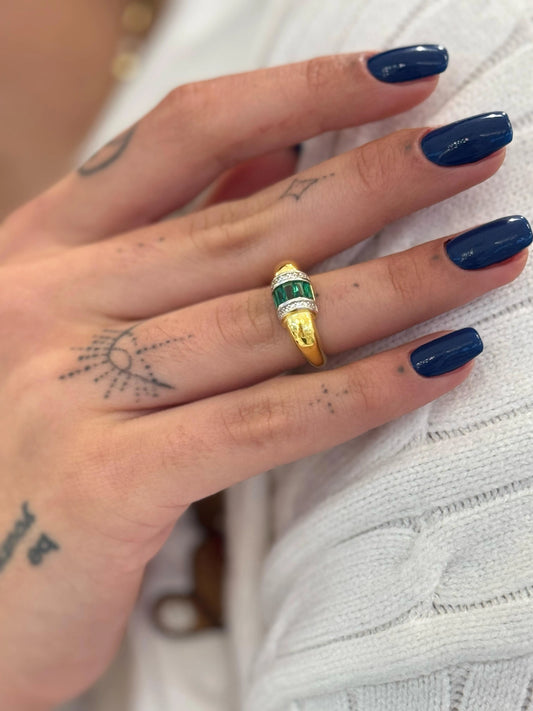 Zümrüt Taşlı Yüzük | 925 Gümüş