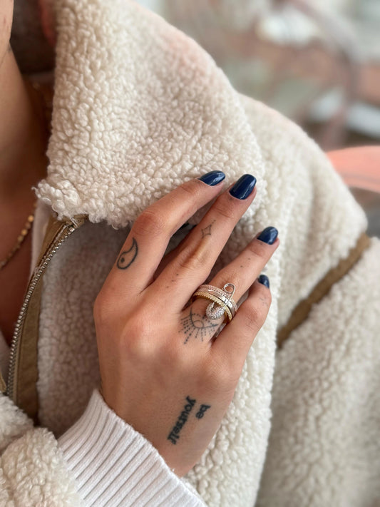 Üç Renkli İğne Yüzük | 925 Gümüş