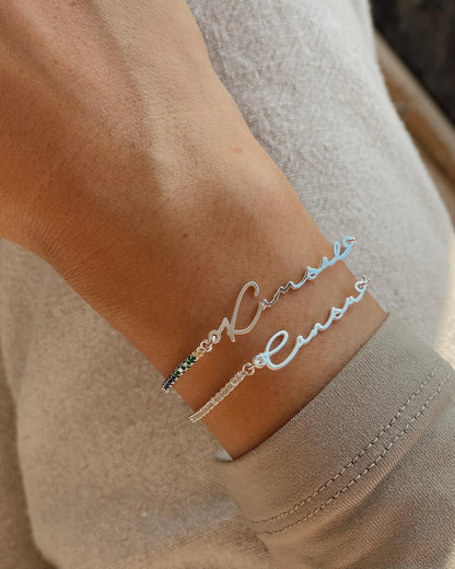 Gümüş Su Yolu İsim Bileklik | 925 Gümüş