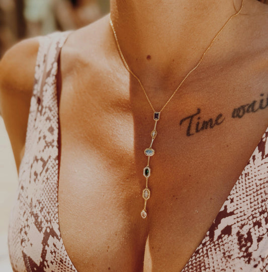 Renkli Taşlı Y Kolye | 925 Gümüş