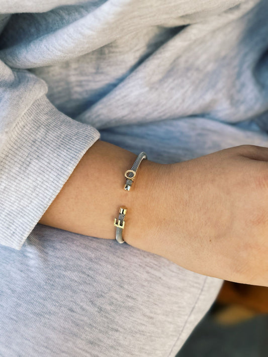 Harfli Hasır Kordon Bileklik | 925 Gümüş