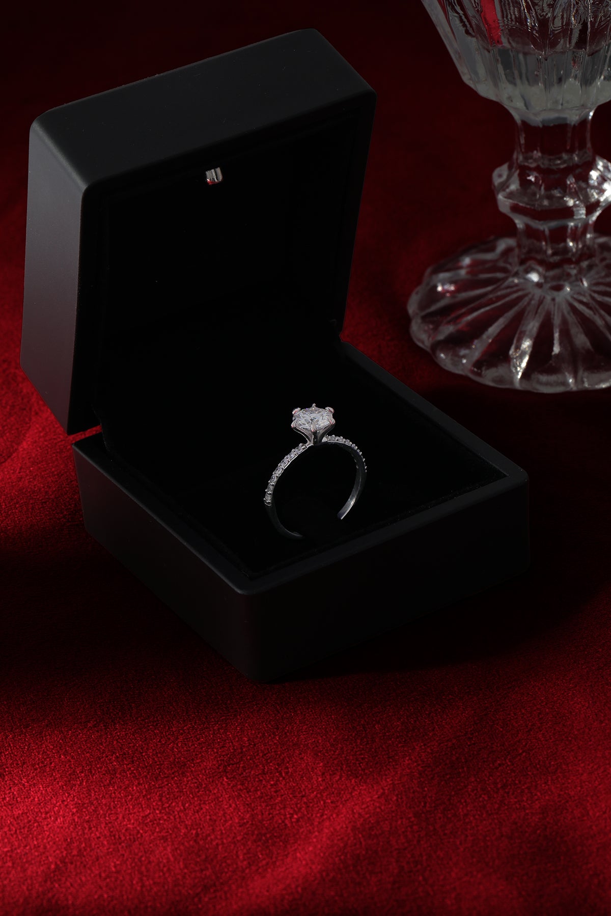 Mozanit Pırlanta Tektaş Yüzük | 925 Ayar Gümüş