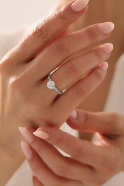 Mozanit Pırlanta Tektaş Yüzük | 925 Ayar Gümüş