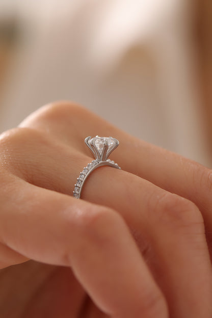 Mozanit Pırlanta Tektaş Yüzük | 925 Ayar Gümüş