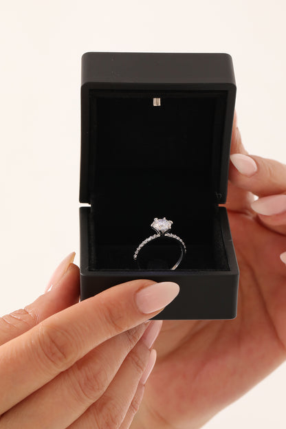 Mozanit Pırlanta Tektaş Yüzük | 925 Ayar Gümüş