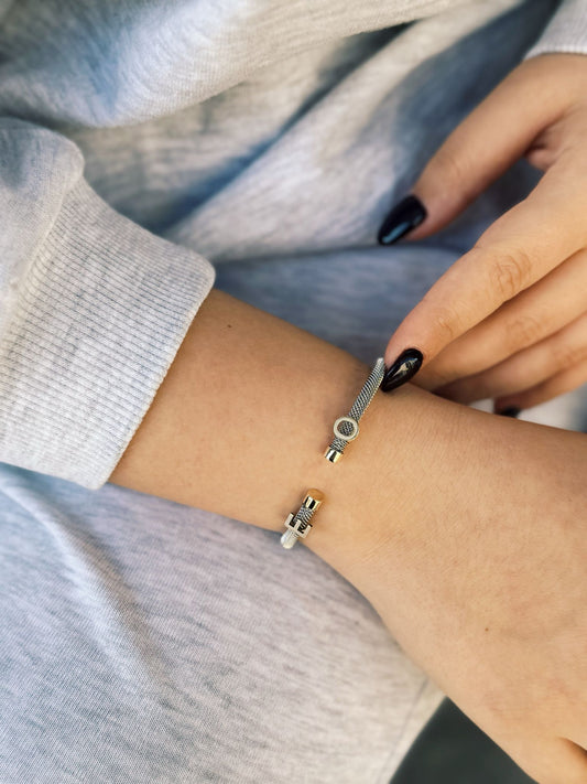 Harfli Hasır Kordon Bileklik | 925 Gümüş