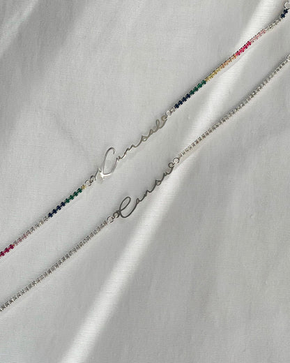 Gümüş Su Yolu İsim Bileklik | 925 Gümüş