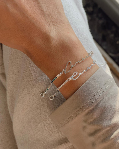 Gümüş Su Yolu İsim Bileklik | 925 Gümüş