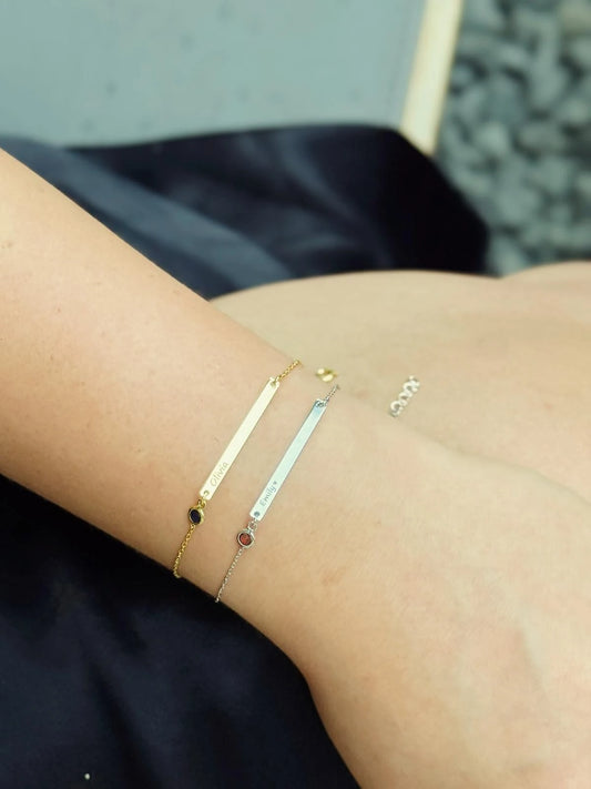 Doğum Taşlı İsim Bileklik | 925 Gümüş