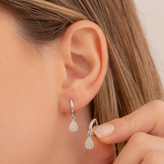 Damla Taşlı Minimal Küpe | 925 Ayar Gümüş