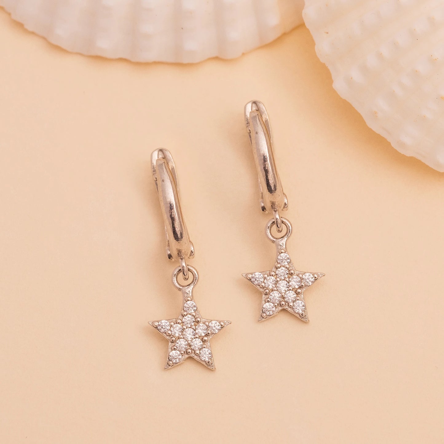 Taşlı Yıldız Küpe | 925 Ayar Gümüş