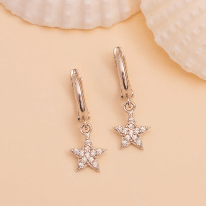 Taşlı Yıldız Küpe | 925 Ayar Gümüş