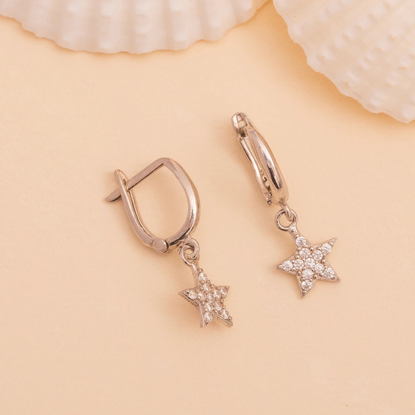 Taşlı Yıldız Küpe | 925 Ayar Gümüş