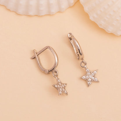 Taşlı Yıldız Küpe | 925 Ayar Gümüş