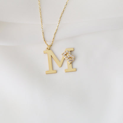 Çift Harfli Tasarım Kolye | 925 Gümüş