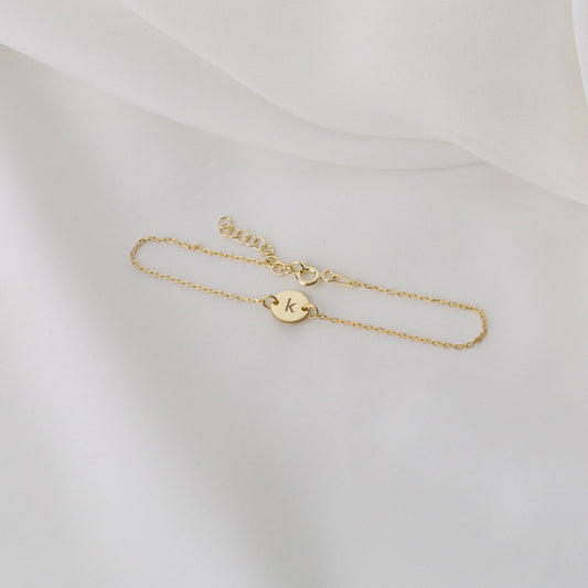 Harfli Halka Plaka Bileklik | 925 Gümüş