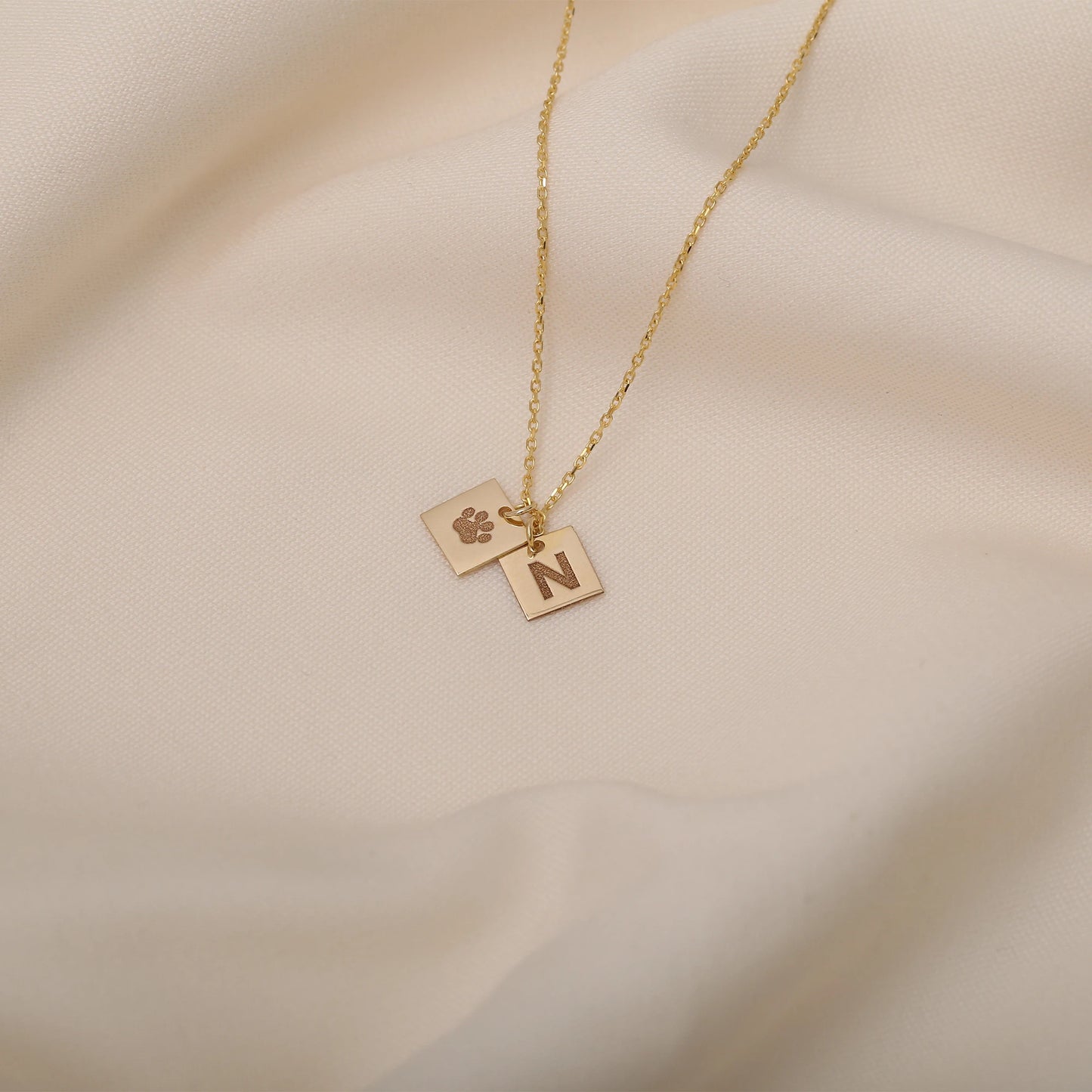 Çift Plakalı İsim Kolye | 14 Ayar Altın