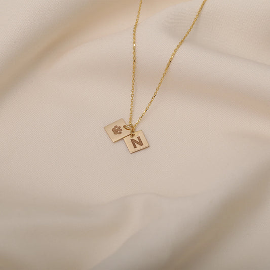 Çift Plakalı İsim Kolye | 14 Ayar Altın