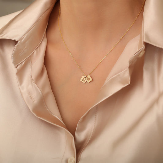 Pati İzli Baş Harf Kolye | 925 Gümüş