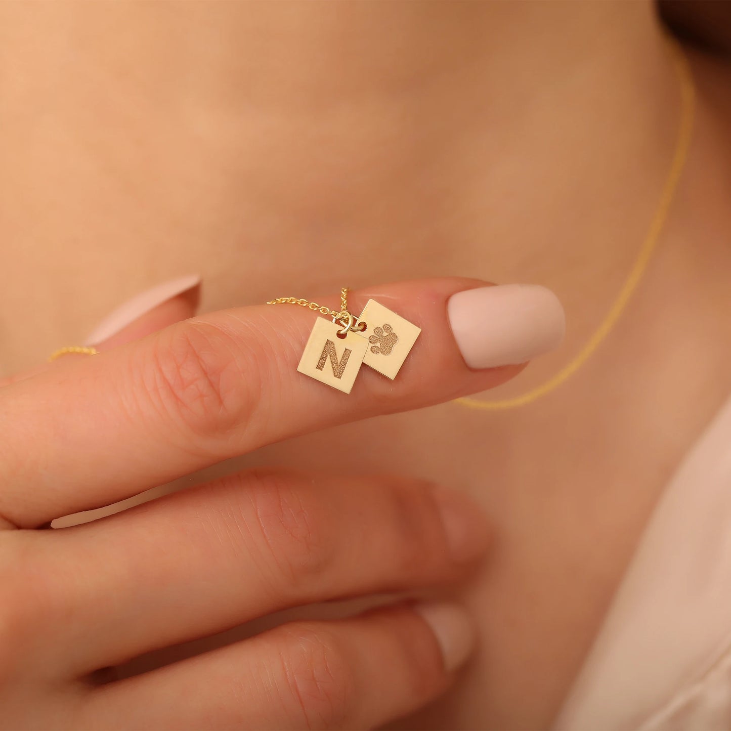 Çift Plakalı İsim Kolye | 14 Ayar Altın