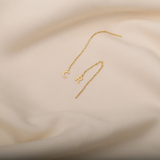 Tek Harfli Sallantılı Küpe | 925 Ayar Gümüş