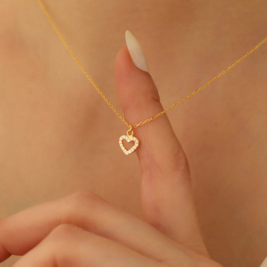 Taşlı Kalp Kolye | 925 Gümüş