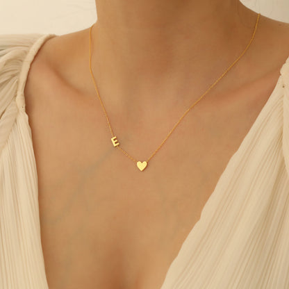 Tek Harfli Kalpli Kolye | 925 Gümüş