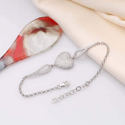 Taşlı Kalp Bileklik | 925 Gümüş