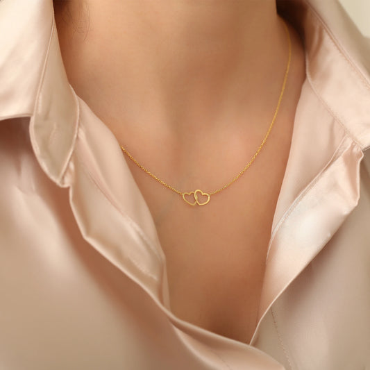 Çift Kalpli Kolye | 14 Ayar Altın