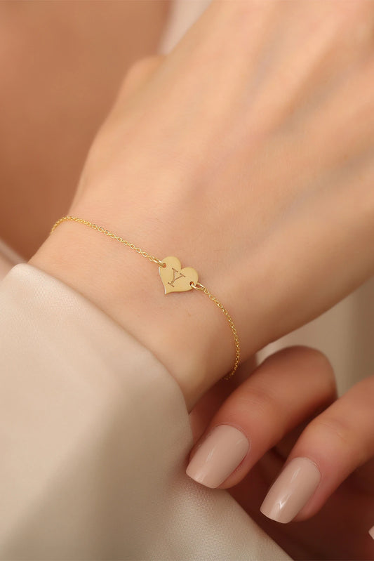 Kalpli Baş Harf Bileklik | 925 Gümüş