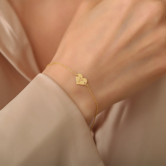 Kalpli Kişiye Özel Bileklik | 14 Ayar Altın