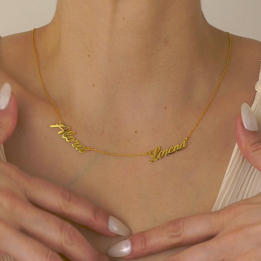 925 Ayar Gümüş İki İsimli Kolye