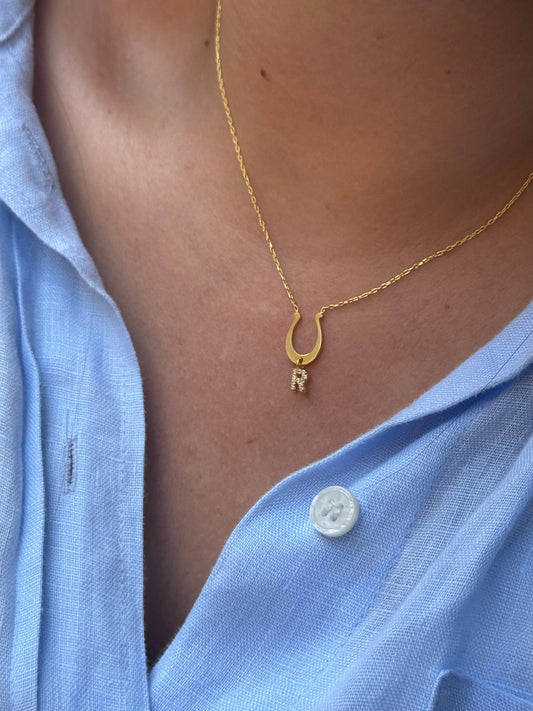 At Nallı Harf Kolye | 925 Gümüş