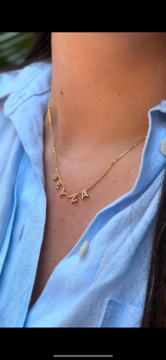 Gümüş Taşlı İsim Kolye | 925 Gümüş